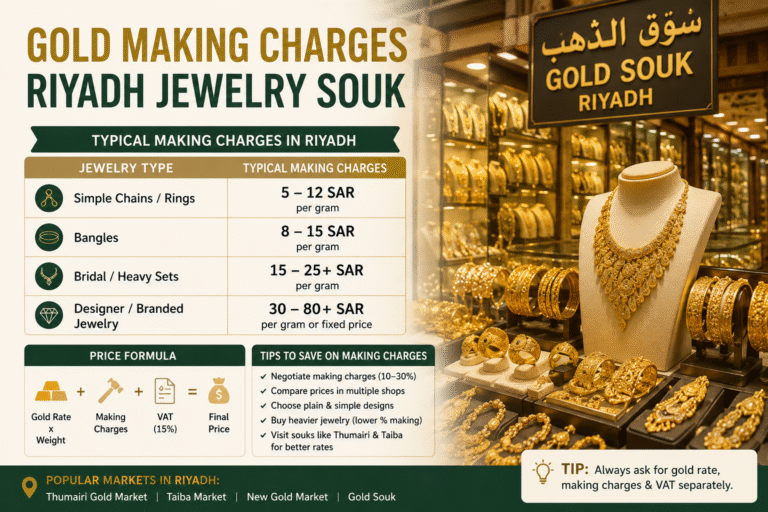Gold making charges Riyadh jewelry souk